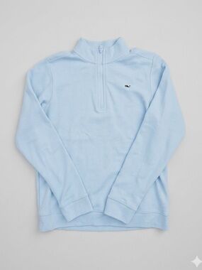 Vineyard Vines Kids Light Blue Quarter-Zip Longsleeve Top, Size M